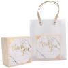 2 Set Wedding Wooden Gift Box with PVC Transparent Matte Candy Packaging Bag, Exquisite Pine Wood Jewelry Gift Box for Birthday Party Wedding Celebration (white gold marble) view 1