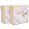 2 Set Wedding Wooden Gift Box with PVC Transparent Matte Candy Packaging Bag, Exquisite Pine Wood Jewelry Gift Box for Birthday Party Wedding Celebration (white gold marble) view 3
