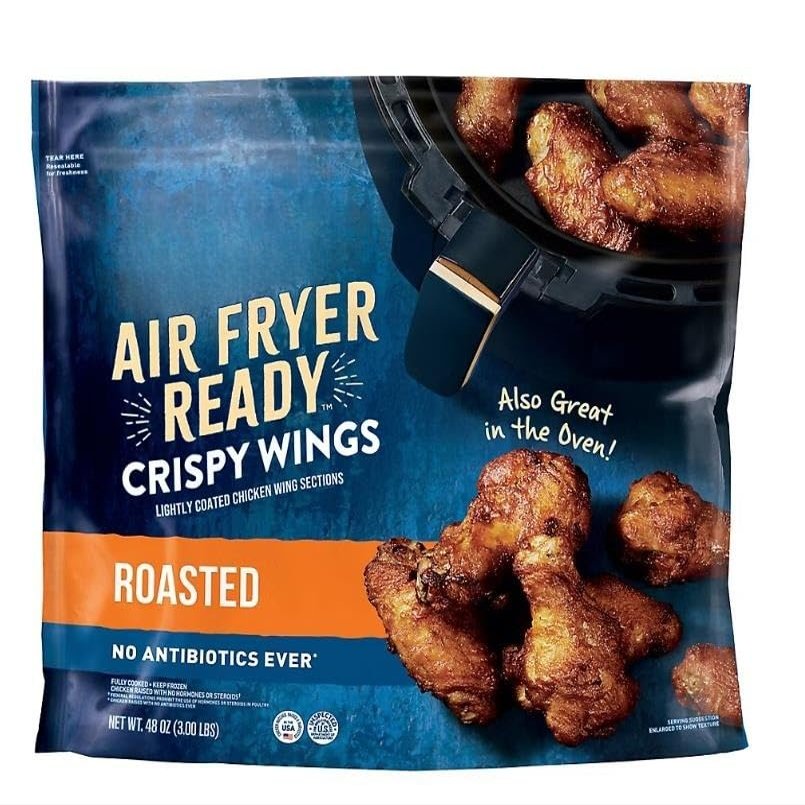 Air Fryer Ready Roasted Crispy Chicken Wings , These roasted chicken wings are packed with flavor and uniquely made to be perfectly crispy with no mess. Quick and convenient, ready in just 18 minutes or less in your air fryer. These wings can also be