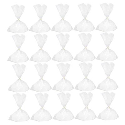 Beavorty 20 Sets 8-inch Cake Wrapping Cellophane Bags with Bottom Tray and Gold Twist Ties for Bakery Packaging and Homemade Treats