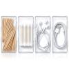 Kynigo 4 Pcs Cotton Swab Holder, Floss Pick Holder with Dustproof Lid, Clear Plastic Cotton Swab Container, Portable Travel Containers for Floss Picks Cottons Buds Hair Ties Small Items view 1