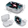 Metal Pill Organizer 2 Compartment Travel Pill Case with Mirror Waterproof & Leak-Proof Tropical Leaves Flamingo and Flowers Pill Boxes for Daily Meds Vitamins Supplements Fits in Purse Pocket Bag view 2