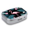 Metal Pill Organizer 2 Compartment Travel Pill Case with Mirror Waterproof & Leak-Proof Tropical Leaves Flamingo and Flowers Pill Boxes for Daily Meds Vitamins Supplements Fits in Purse Pocket Bag view 3