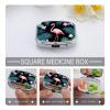 Metal Pill Organizer 2 Compartment Travel Pill Case with Mirror Waterproof & Leak-Proof Tropical Leaves Flamingo and Flowers Pill Boxes for Daily Meds Vitamins Supplements Fits in Purse Pocket Bag view 4