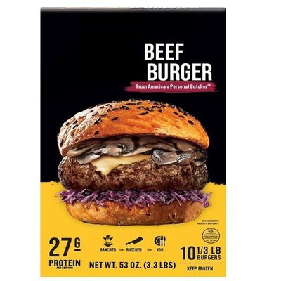 Beef Burger. Experience rich, melt-in-your-mouth flavor . Marbled, tender and crafted to redefine indulgence. This beef is sourced responsibly and their cutting edge technology creates burgers that ensure every bite is tender and juicy! This is glute