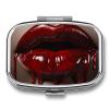 Red Lips Pill Box 2 Compartments Portable Travel Pill Case Mini Medicine Organizer for Pocket Purse Metal Waterproof Medicine Container Holder Vitamin Fish Oil view 1