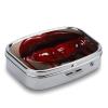 Red Lips Pill Box 2 Compartments Portable Travel Pill Case Mini Medicine Organizer for Pocket Purse Metal Waterproof Medicine Container Holder Vitamin Fish Oil view 4