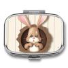 Easter Bunny Pill Box 2 Compartments Portable Travel Pill Case Mini Medicine Organizer for Pocket Purse Metal Waterproof Medicine Container Holder Vitamin Fish Oil view 1