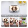 Easter Bunny Pill Box 2 Compartments Portable Travel Pill Case Mini Medicine Organizer for Pocket Purse Metal Waterproof Medicine Container Holder Vitamin Fish Oil view 3