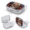 Sugar Skulls Pill Box 2 Compartments Portable Travel Pill Case Mini Medicine Organizer for Pocket Purse Metal Waterproof Medicine Container Holder Vitamin Fish Oil view 2