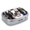 Cute French Bulldog Pill Box 2 Compartments Portable Travel Pill Case Mini Medicine Organizer for Pocket Purse Metal Waterproof Medicine Container Holder Vitamin Fish Oil view 4