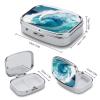 Sea Wave Pill Box 2 Compartments Portable Travel Pill Case Mini Medicine Organizer for Pocket Purse Metal Waterproof Medicine Container Holder Vitamin Fish Oil view 2