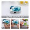 Sea Wave Pill Box 2 Compartments Portable Travel Pill Case Mini Medicine Organizer for Pocket Purse Metal Waterproof Medicine Container Holder Vitamin Fish Oil view 3