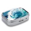 Sea Wave Pill Box 2 Compartments Portable Travel Pill Case Mini Medicine Organizer for Pocket Purse Metal Waterproof Medicine Container Holder Vitamin Fish Oil view 4