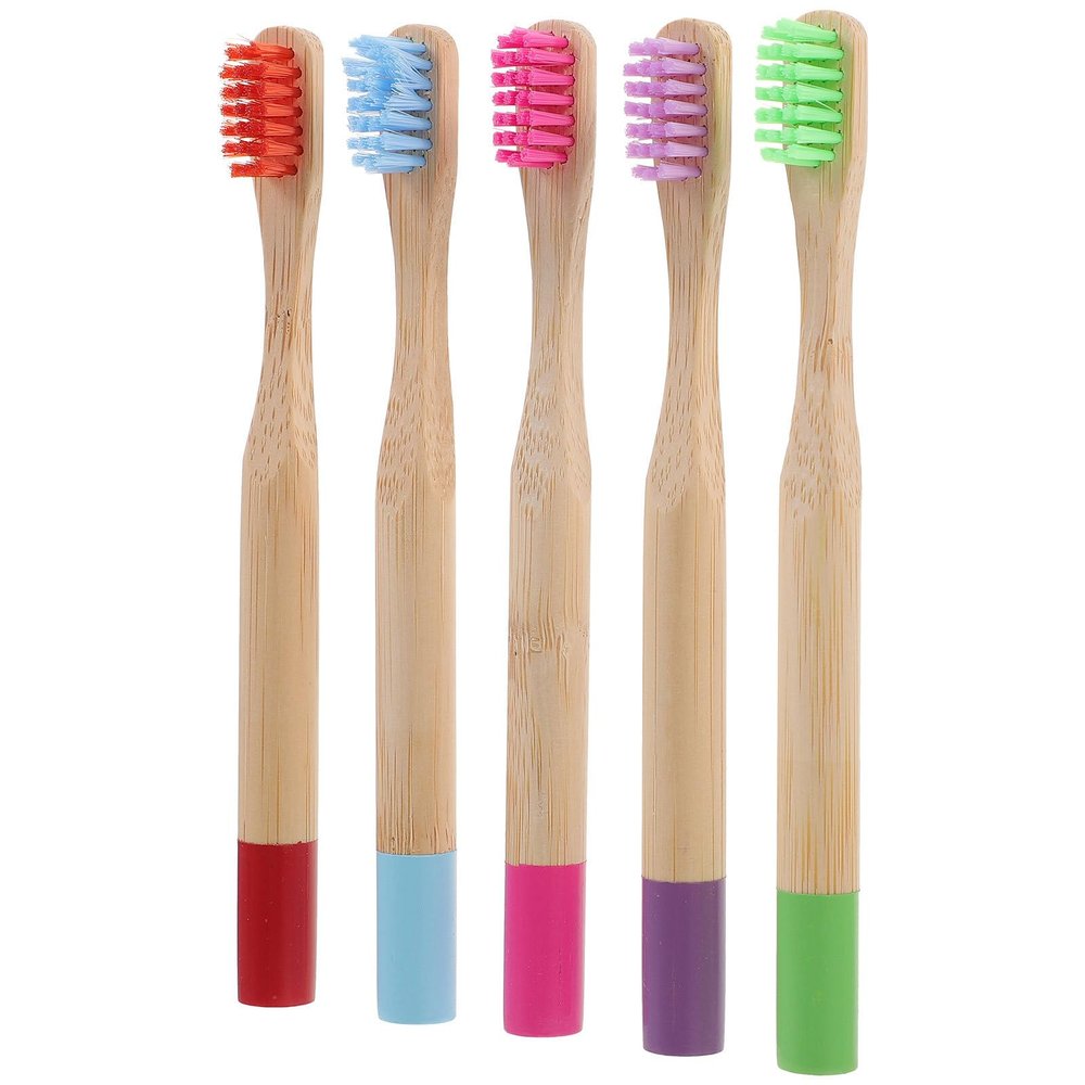 Ipetboom Toothbrush Set 5pcs Handle Soft Charcoal Bristle Manual Toothbrushes for Daily Travel Use Cleaning Random Color
