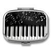 Metal Pill Organizer 2 Compartment Travel Pill Case with Mirror Waterproof & Leak-Proof Piano Keys with Musical Notes Pill Boxes for Daily Meds Vitamins Supplements Fits in Purse Pocket Bag view 1