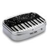 Metal Pill Organizer 2 Compartment Travel Pill Case with Mirror Waterproof & Leak-Proof Piano Keys with Musical Notes Pill Boxes for Daily Meds Vitamins Supplements Fits in Purse Pocket Bag view 3