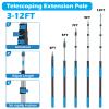 16FT Reach High Ceiling Duster Kits with 3-12FT Adjustable Pole - Includes Extra Long Duster, High Ceiling Duster, Rotatable Window Squeegee & Cobweb Duster for Ceiling Fans and Whole House Cleaning view 2