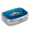 Metal Pill Organizer 2 Compartment Travel Pill Case with Mirror Waterproof & Leak-Proof Hammerhead Sharks Pill Boxes for Daily Meds Vitamins Supplements Fits in Purse Pocket Bag view 3