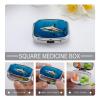 Metal Pill Organizer 2 Compartment Travel Pill Case with Mirror Waterproof & Leak-Proof Hammerhead Sharks Pill Boxes for Daily Meds Vitamins Supplements Fits in Purse Pocket Bag view 4