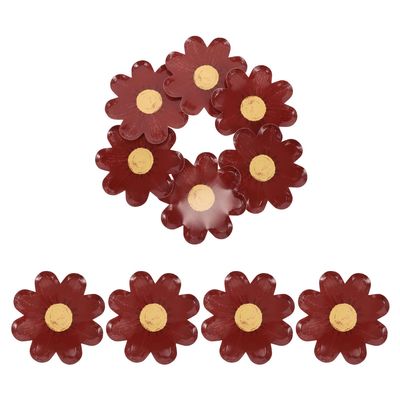 GARVALON 10pcs Red Daisy Shaped Paper Plates 7 Inch Floral Disposable Party Plates for Birthday Spring Girl Shower Cake Dessert