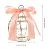 4pcs Light Gold Bird Cage Candy Boxes with Ribbon Hollow Party Candy Cases for Wedding Banquet Favor for Guest view 2