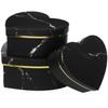 3pcs Black Heart Shape Boxes with Gold Marble Edge, Empty Candy and Flower Packaging Boxes for Valentines Day, Romantic Wrap Supplies view 1