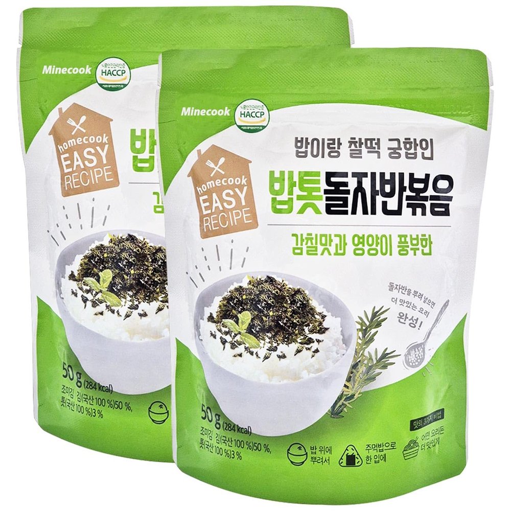 Minecook Seaweed Flakes with Hijiki, Korean Roasted Seasoning Seaweed for Rice, Topping or Onigiri Style Meals, 50 g (1.76 oz) x 2 Packs