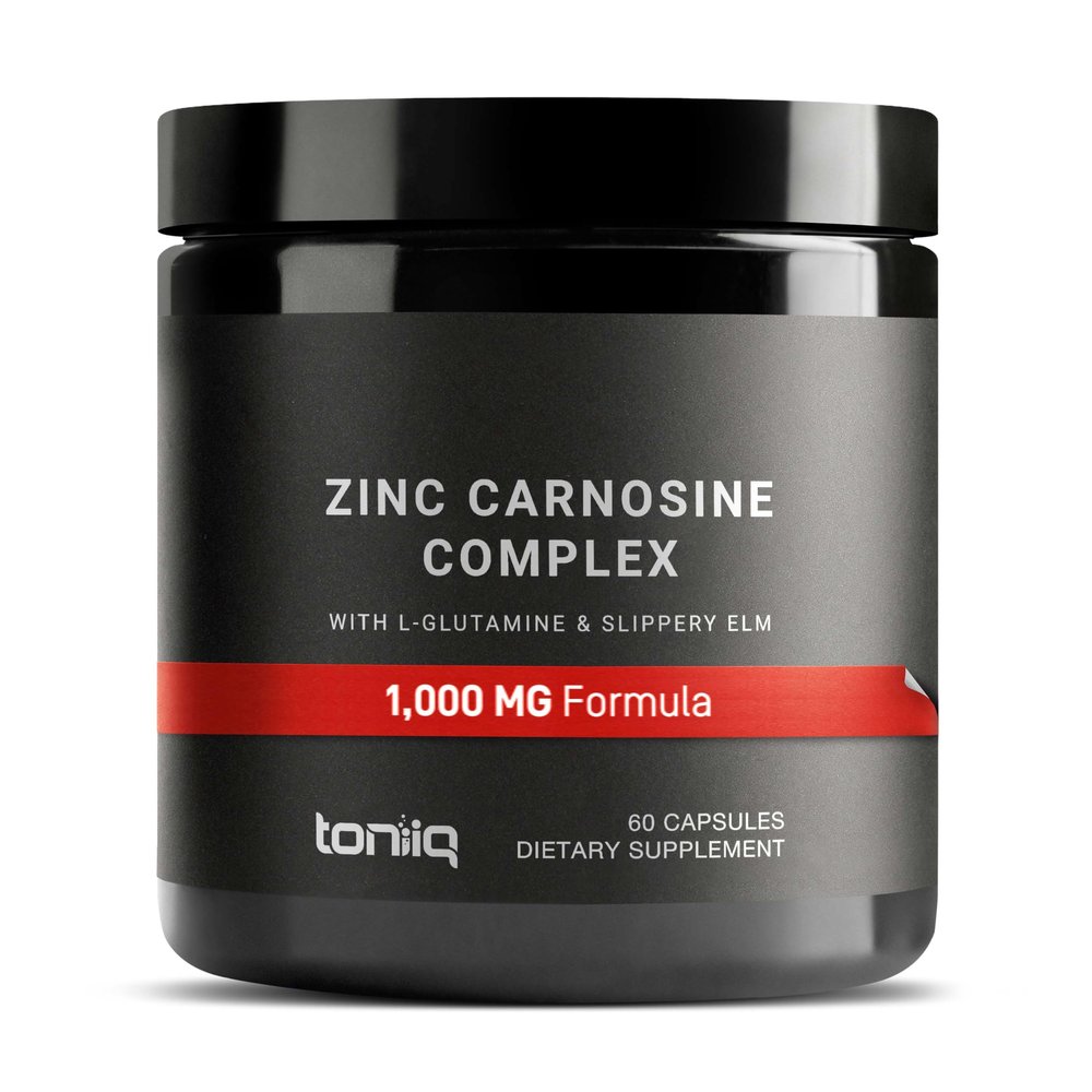 1000 mg Triple Blend Zinc Carnosine Supplement Ultra High Strength 150 mg Zinc L-Carnosine Complex with L-Glutamine & Slippery Elm Third-Party Tested 60 Capsules