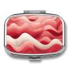Peach Waves Pill Box 2 Compartments Portable Travel Pill Case Mini Medicine Organizer for Pocket Purse Metal Waterproof Medicine Container Holder Vitamin Fish Oil view 1