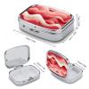 Peach Waves Pill Box 2 Compartments Portable Travel Pill Case Mini Medicine Organizer for Pocket Purse Metal Waterproof Medicine Container Holder Vitamin Fish Oil view 2
