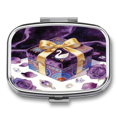 The Dream Box Under The Starry Veil Pill Box 2-Compartment Portable Travel Square Pill Case Daily Pill Holder with Store Vitamins Pocket Medicine Organizer for Office Home Fish Oil