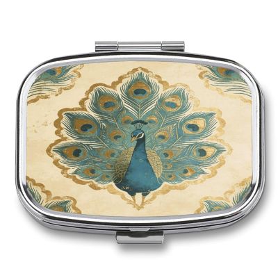 Jin Cui Ping Yu Pill Box 2-Compartment Portable Travel Square Pill Case Daily Pill Holder with Store Vitamins Pocket Medicine Organizer for Office Home Fish Oil