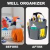 Whitefoxen Cleaning Caddy with Handle, 17L Foldable Cleaning Supplies Organizer, Portable Storage Basket, Cleaning Supply Caddy, Multifunctional Cleaning Bucket Bag for Garden, Home, Kitchen (Grey) view 3