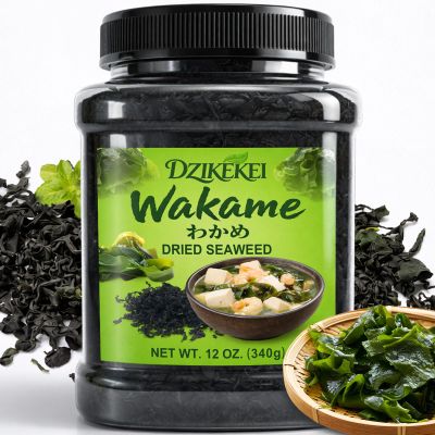 12oz 100% Naturally Dried Wakame Seaweed - Premium Sea Vegetable for Miso Soup, Seaweed Salad & Cooking, Quick Rehydrating, Gluten-Free