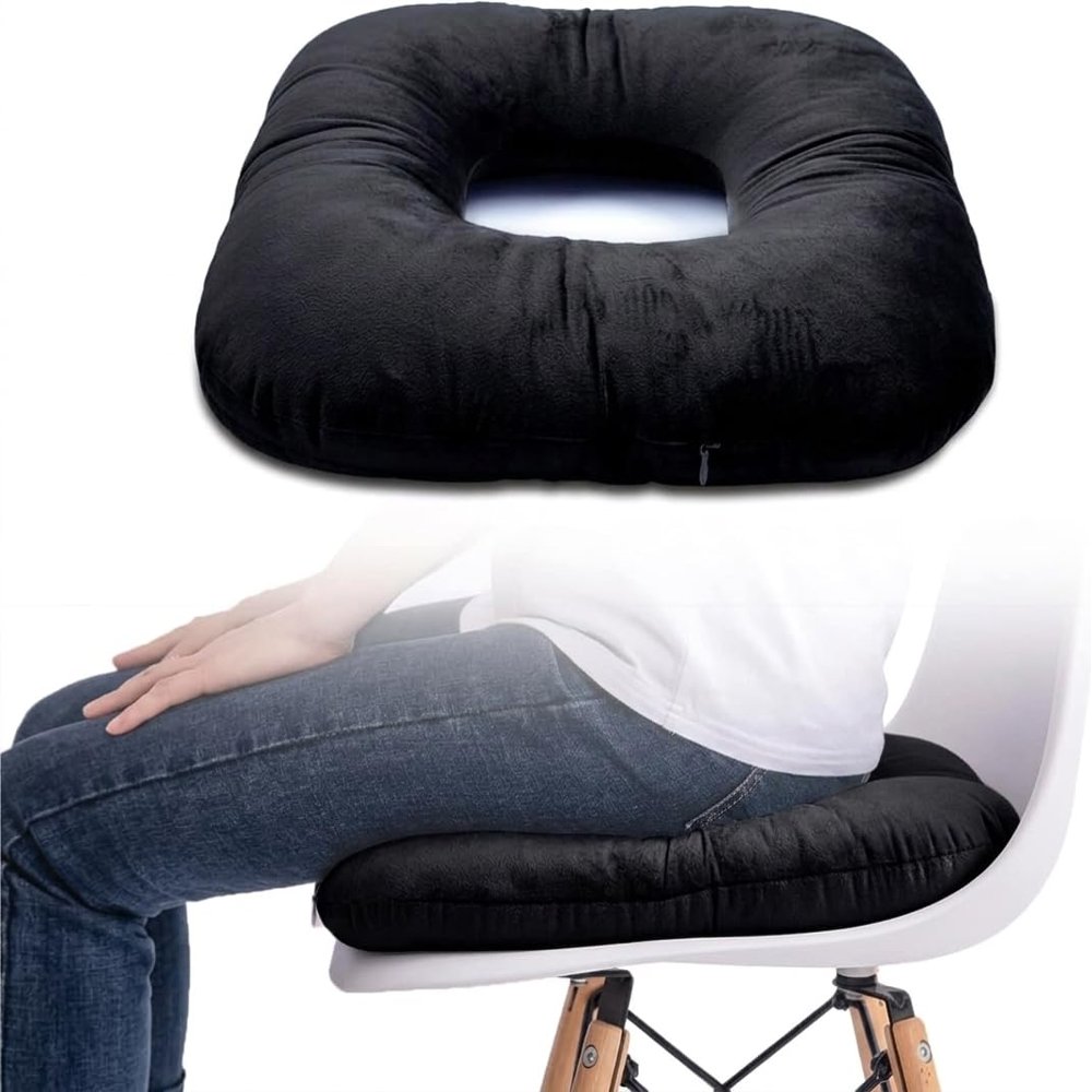 Hshbxd Donut Pillow for Tailbone Pain Relief, Wheelchair Cushion for Hemorrhoids and Bed Sores, Pregnancy, Donut Pillow Suitable for Office, Long Travel, Car and Home Sofa (Black)