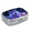 Metal Pill Organizer 2 Compartment Travel Pill Case with Mirror Waterproof & Leak-Proof Galaxy Wolf Pill Boxes for Daily Meds Vitamins Supplements Fits in Purse Pocket Bag view 3