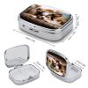 Papillon Lying on Tummy Pill Case 2 Compartments Small Pill Box with Mirror Square Medicine Travel Pill Organizer Pocket Purse Medicine Vitamin Organizer for Fish Oil, Supplements view 2
