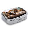 Papillon Lying on Tummy Pill Case 2 Compartments Small Pill Box with Mirror Square Medicine Travel Pill Organizer Pocket Purse Medicine Vitamin Organizer for Fish Oil, Supplements view 3
