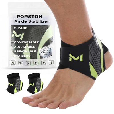 2-Pack Ankle Brace for Men & Women,Adjustable Lace up Ankles Sock,Basketball Ankle Stabilizer with Straps,Orthopedic Compression Sleeve for Plantar Fasciitis Relief,Tendonitis,Sprained(Green)