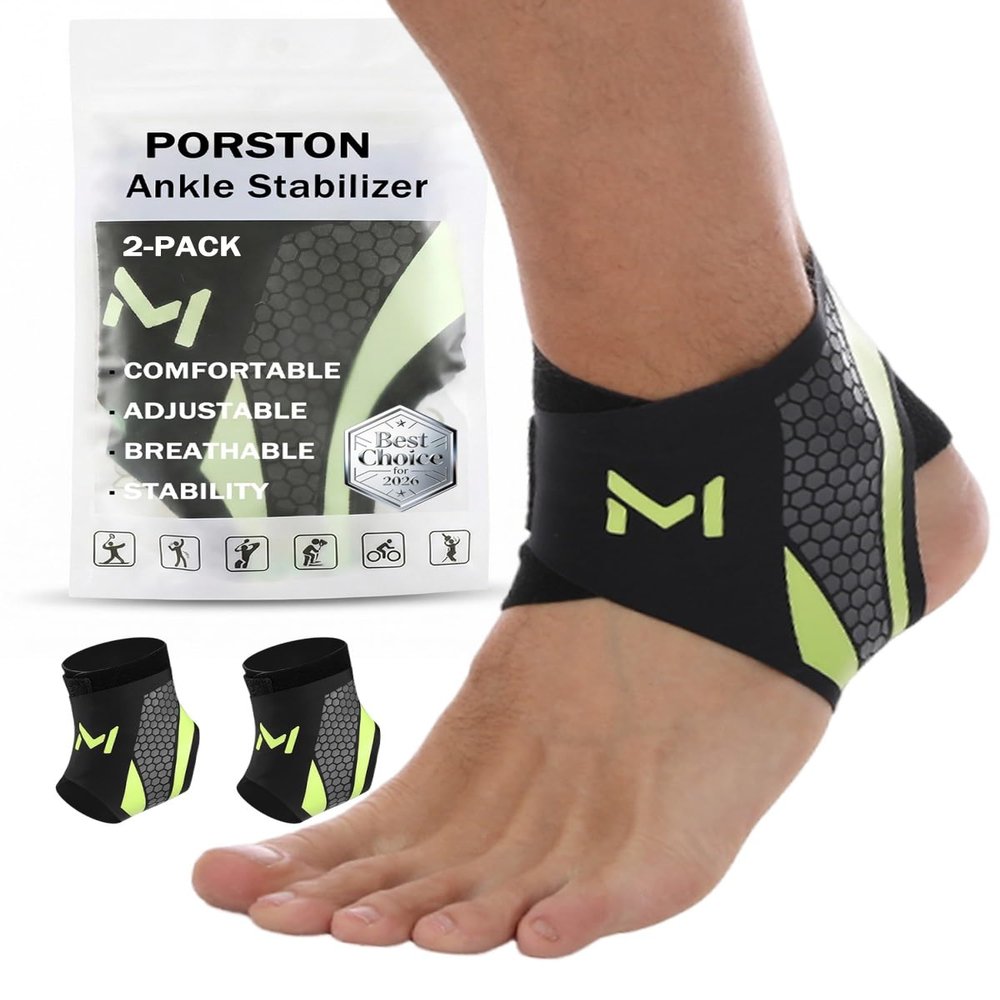 2-Pack Ankle Brace for Men & Women,Adjustable Lace up Ankles Sock,Basketball Ankle Stabilizer with Straps,Orthopedic Compression Sleeve for Plantar Fasciitis Relief,Tendonitis,Sprained(Green)