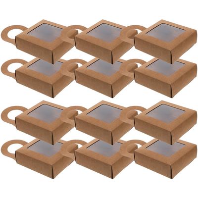 Didiseaon 12pcs Kraft Paper Wine Bottle Boxes with Window and Hanging Hook, Vintage Decorative Storage Cases for Wine Packaging and Charcuterie Displays