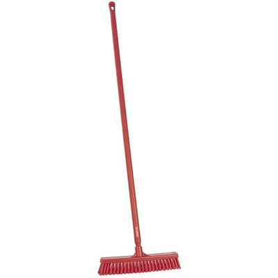 16 in Sweep Face Push Broom, Soft/Stiff Combination, Red, Mfr: 31744/29624-A