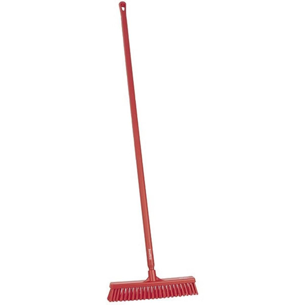 16 in Sweep Face Push Broom, Soft/Stiff Combination, Red, Mfr: 31744/29624-A