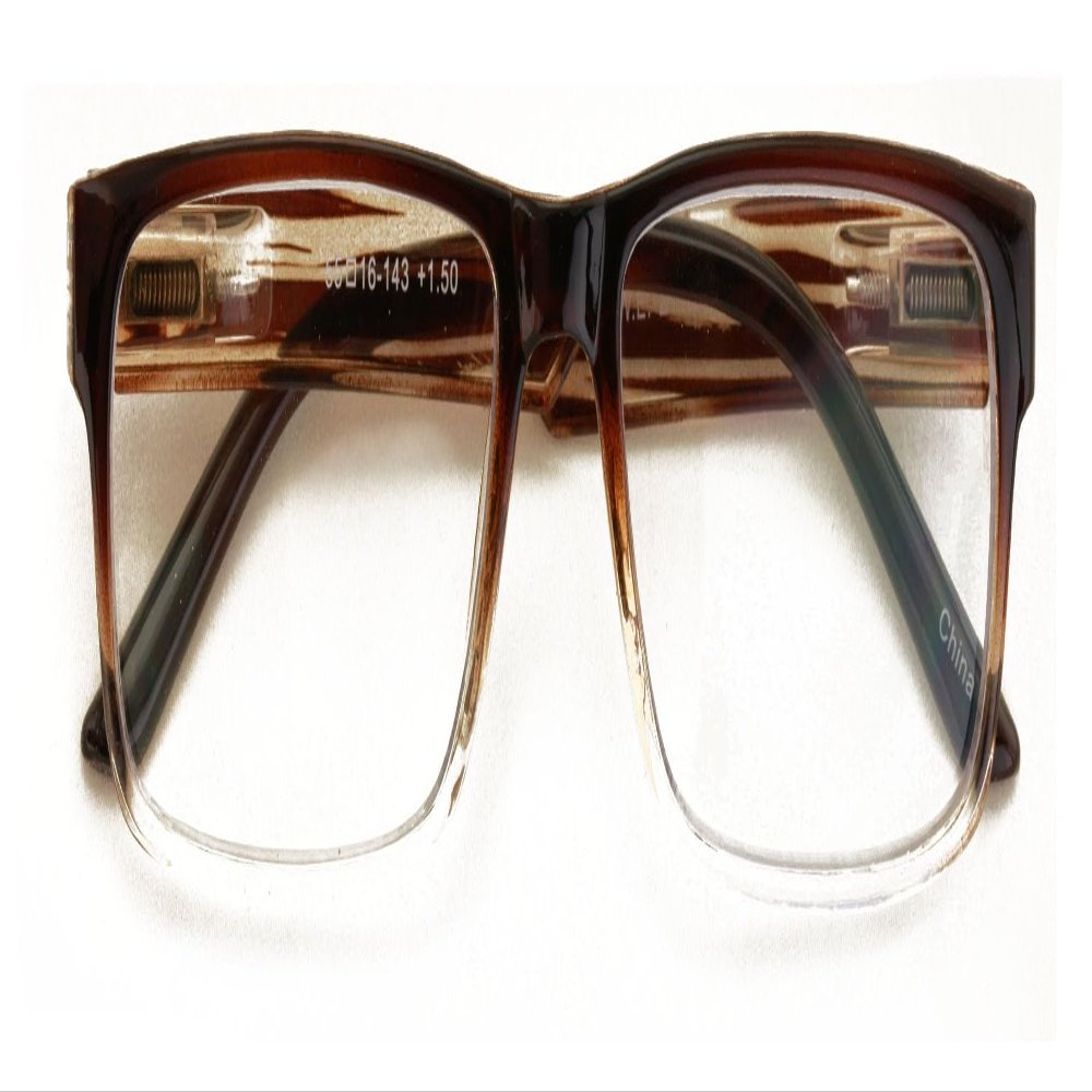 V.W.E. Modern Rectangular Progressive Reader - Clear On Top Reading Glasses - AR Coating Z122 (Brown, 3.25, x)