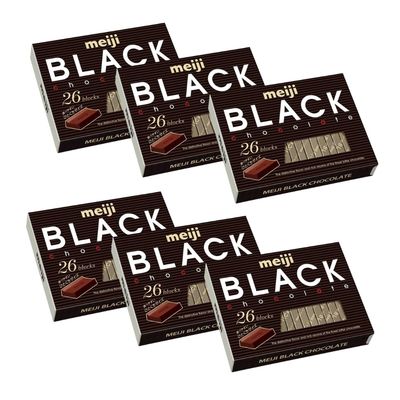 meiji BLACK chocolate 26 blocks mild bitter black Dagashi snack Japan (6 Pack)