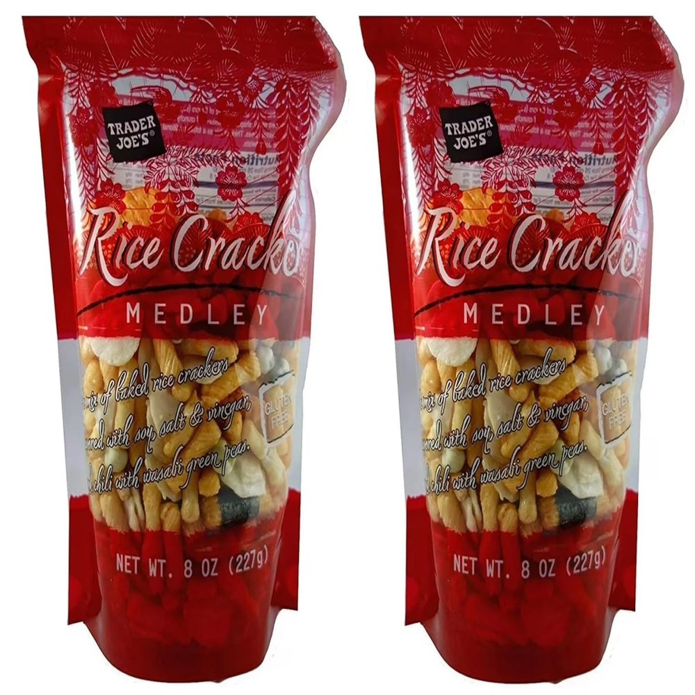 NineLife Basics Trader Joes Gluten Free Rice Cracker Medley, 8 oz Bag, Pack of 2 | Crunchy Snack Mix
