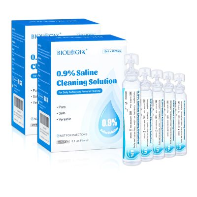 0.9% Normal Saline Solution, Sterile Sodium Chloride Wash, Single-Use Daily Cleansing, Portable Travel Size 15ml Each (40 Vials), 600ml /21.12 FL OZ