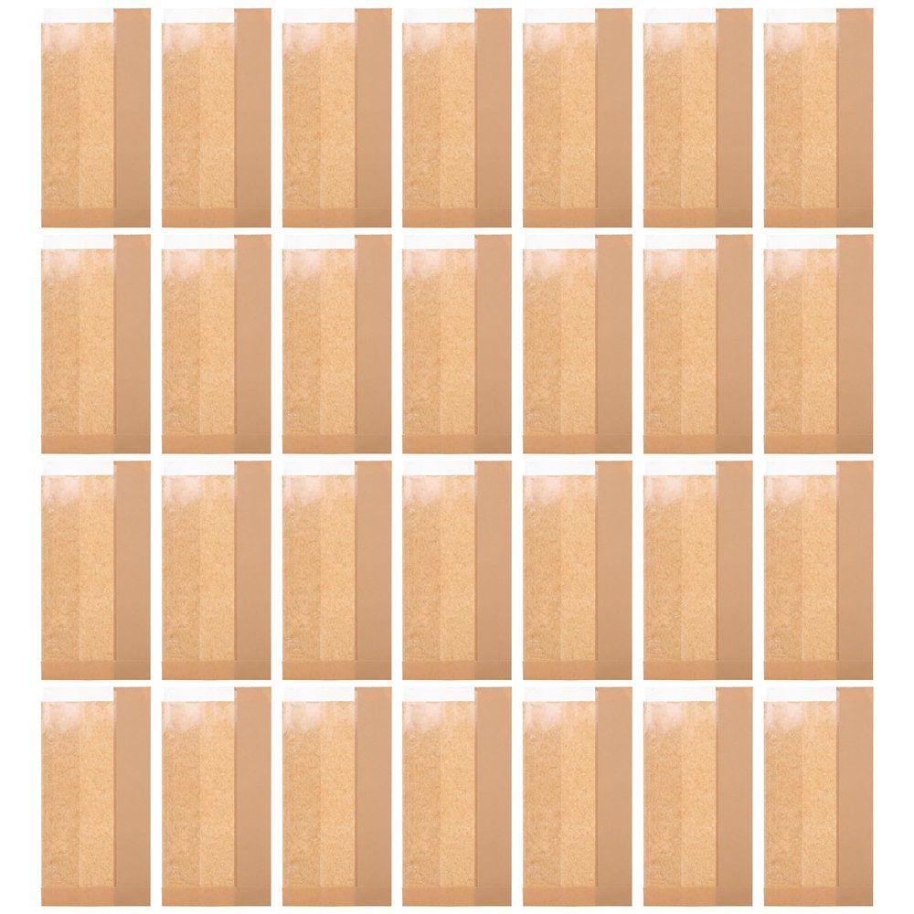 Artibetter 50pcs Kraft Paper Bags with Window, Medium Greaseproof Bread and Cookie Packaging Pouches, Oil-resistant Toast Storage Bags for Baking and Food Preservation