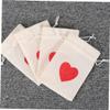 Ipetboom 20pcs Heart Print Drawstring Package Bags Small Candy Wrapping Containers Assorted Beige and Natural Cotton Bags for Wedding Party Favor and Christmas Packaging view 4